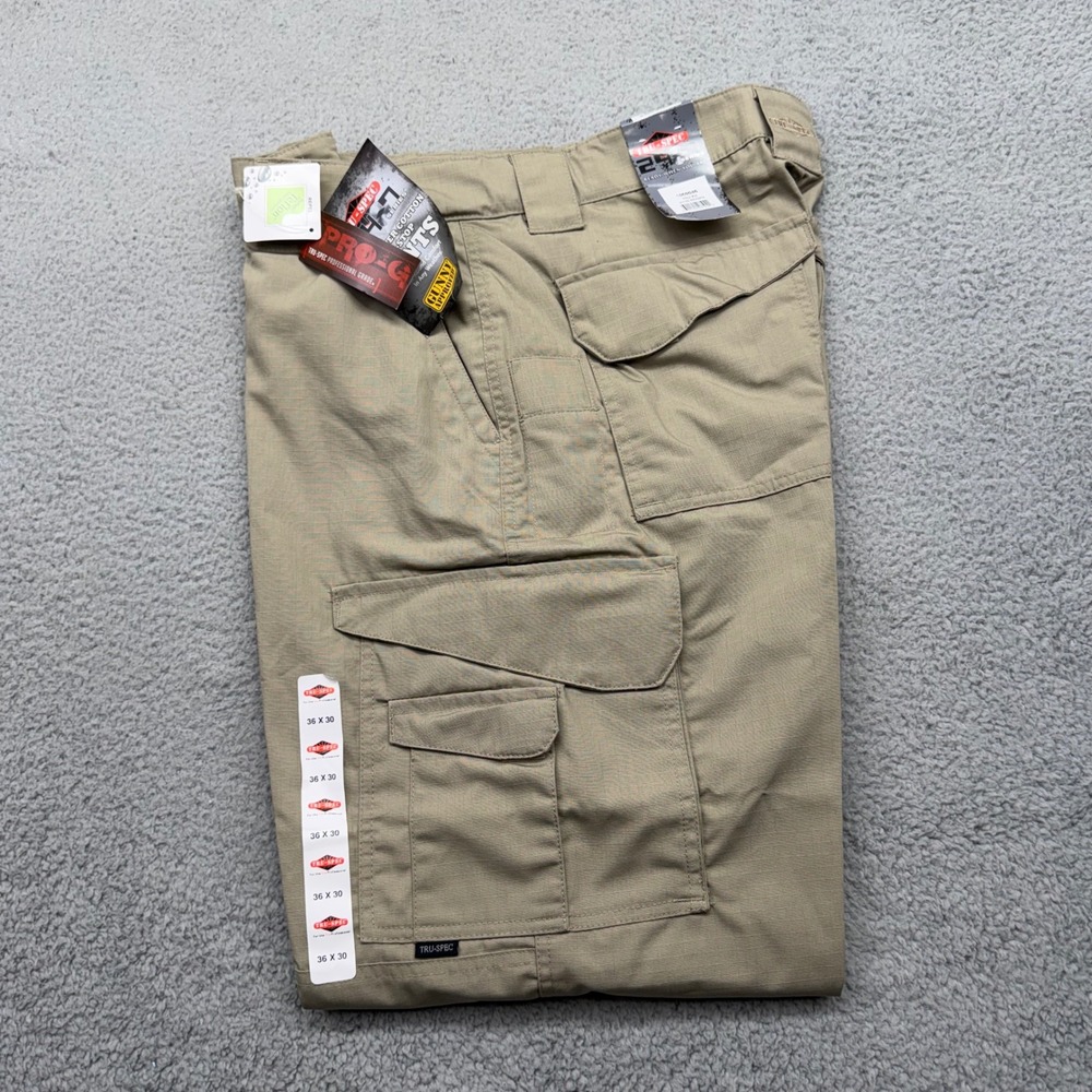 NWT Tru-Spec 1060046 Mens 36x30 Khaki Rip-Stop 24-7 Series Tactical Cargo Pants